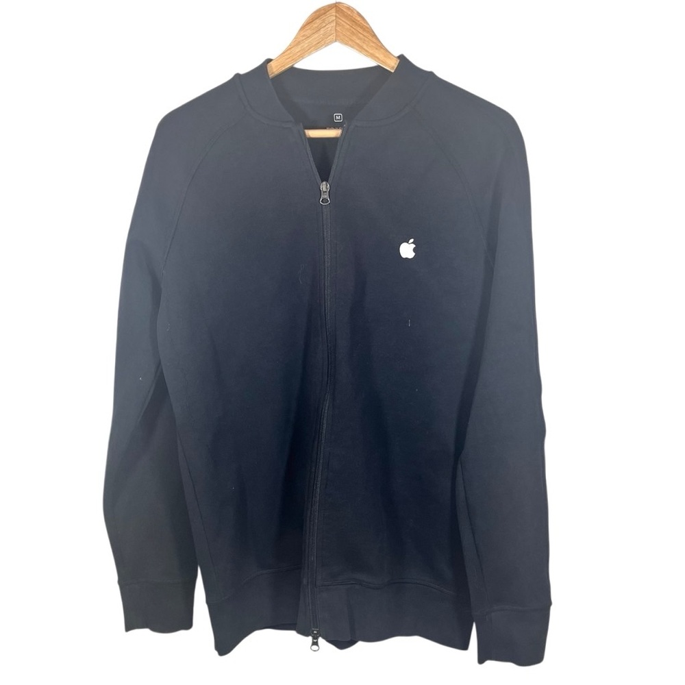 Apple Jacket Adult Medium Black Full Zip Store Employee Uniform Sweatshirt Logo